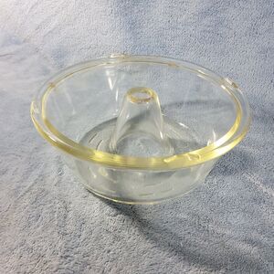 Vintage Glasbake Heavy Clear Glass Tube Pan Bundt Angel Food Cake Model 352